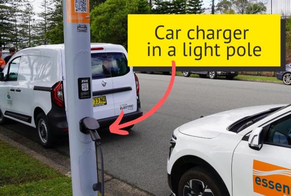 Car Charger in a Light Pole Installation - Wagners